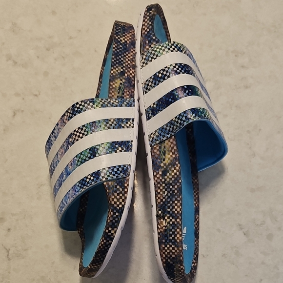 Adidas Multicolor and White Slide Sandals main image 4